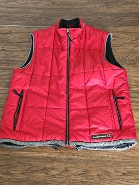 Abercrombie & Fitch Men's Quilted Puffer Vest Red Fleece Lined Size M